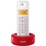 Ficha técnica e caractérísticas do produto Telefone Sem Fio com Id D1301Wr/Br Branco/Vermelho Philips