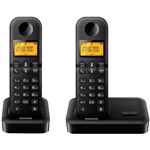 Ficha técnica e caractérísticas do produto Telefone Sem Fio com Ramal/ID Preto D1502B Philips