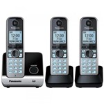 Ficha técnica e caractérísticas do produto Telefone Sem Fio Panasonic KX-TG6713LBB Preto + 2 Ramais - Identificador de Chamadas, Viva Voz