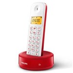 Ficha técnica e caractérísticas do produto Telefone Sem Fio Philips com Identificador D1301wr/br Branco com Vermelho