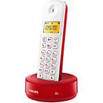 Telefone Sem Fio Philips D1301WR/BR com Identificador D1301wr/br Branco/Vermelho