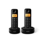 Ficha técnica e caractérísticas do produto Telefone Sem Fio Philips D1302b/Br com Id Display Âmbar de 1,6" Dois Fones - Preto