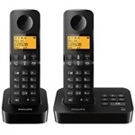 Ficha técnica e caractérísticas do produto Telefone Sem Fio Philips D2152B com Dois Fones, Secretária Eletrônica e Viva-Voz – Preto