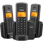 Ficha técnica e caractérísticas do produto Telefone Sem Fio + 2 Ramais Adicionais Preto TSF 8003 Elgin