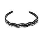 Ficha técnica e caractérísticas do produto Tiara Preta com Duas Linhas de Strass em Zig Zag - Bijoulux