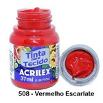 TINTA PARA TECIDO ACRILEX FOSCA 37ML - COR: 508 Vermelho Escarlate