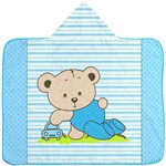 Ficha técnica e caractérísticas do produto Toalha com Capuz Estampando Ursinho Azul - Baby Joy