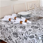 Ficha técnica e caractérísticas do produto Toalha de Mesa Estampada Desenho Azeite Cinza 160x270cm - Pietra Home