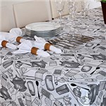 Ficha técnica e caractérísticas do produto Toalha de Mesa Estampada Desenho Azeite Cinza 180x270cm - Pietra Home