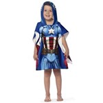 Ficha técnica e caractérísticas do produto Toalha Poncho Infantil Estampada com Capuz Avengers Capitão América - Lepper - Azul Marinho