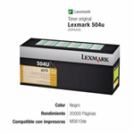 Ficha técnica e caractérísticas do produto Toner Original Preto Lexmark 50f4u00 - 504u - 504