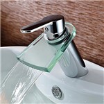 Ficha técnica e caractérísticas do produto Torneira Misturador Monocomando Cascata Vidro Banheiro Lavabo Siena - Premierdecor