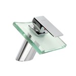Ficha técnica e caractérísticas do produto Torneira Quadrada Vidro Metal Cascata Baixa Banheiro Kelter K-t205