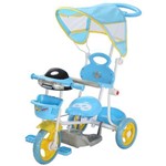 Triciclo Infantil Passeio com Empurrador 2 em 1 Motoca - Azul - Bw003a