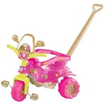 Ficha técnica e caractérísticas do produto Triciclo Infantil Tico Tico Dino Pink Motoca Adesivo e Acessórios Haste