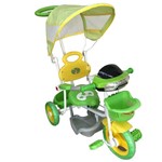 Triciclo Infantil 2x1 Verde Haste para Empurrar e Pedal Toca Musica Acende Farol Certificado Inmetro
