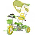 Ficha técnica e caractérísticas do produto Triciclo Motoca Infantil Passeio com Empurrador Pedal Luz Som Capota Importway BW-003 Verde