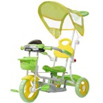 Ficha técnica e caractérísticas do produto Triciclo Motoca Bicicleta 3 Rodas Infantil Passeio com Empurrador Pedal Luz Som Capota Verde