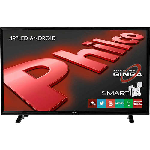 TV LED 49" Philco PH49E20DSGWA Full HD com Funçao Smart Conversor Digital 3 HDMI 2 USB Wi-Fi Android - Preta