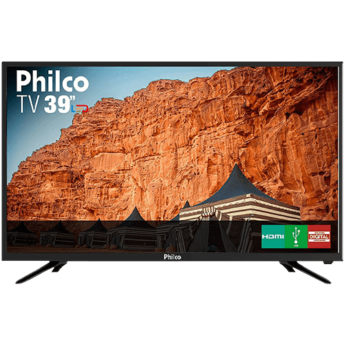 TV LED 39" Philco PTV39N91D HD com Conversor Digital 2 HDMI 2 USB Som Surround 60Hz Preta