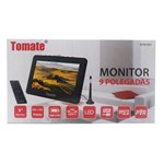 Tv Portatil Led Monitor Tv Digital 9 Pol Micro Sd com Antena Mtm-909 Tomate