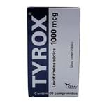 Ficha técnica e caractérísticas do produto Tyrox 1000mcg 60 Comprimidos Cepav Cães Levotiroxina
