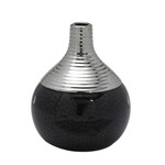 Vaso de Cerâmica 24cm Preto e Prata Espressione
