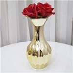 Ficha técnica e caractérísticas do produto Vaso de Cerâmica Dourado 13,5 Cm