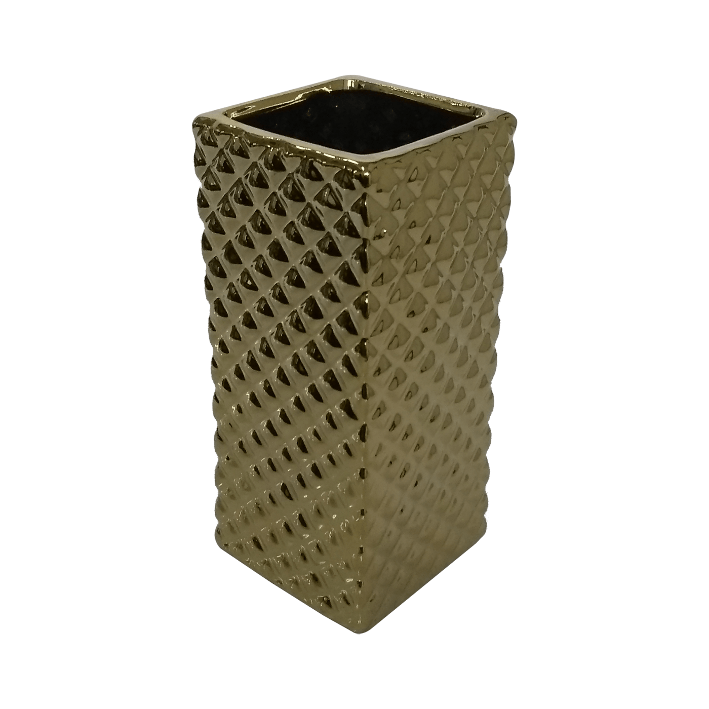 Ficha técnica e caractérísticas do produto Vaso de Cerâmica Dourado 19 Cm X 8,5 Cm