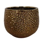 Ficha técnica e caractérísticas do produto Vaso Decorativo de Cerâmica 15x11cm - Dourada