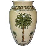 Ficha técnica e caractérísticas do produto Vaso Decorativo em Cerâmica BTC Bege/Estampado - (36x24x24cm)