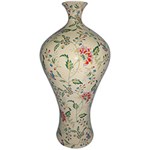 Ficha técnica e caractérísticas do produto Vaso Decorativo em Cerâmica BTC Bege/Floral - (46x17x17cm)