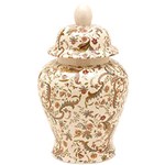 Ficha técnica e caractérísticas do produto Vaso Decorativo em Cerâmica BTC Bege/Floral - (34x27x27cm)