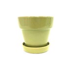 Vaso Verde de Cerâmica com Prato