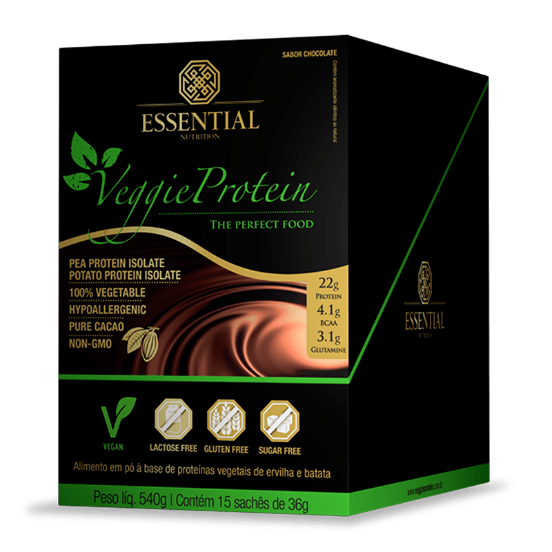 Ficha técnica e caractérísticas do produto Veggie Protein (13 Sachês-35g) Essential Nutrition-Cacao