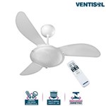 Ficha técnica e caractérísticas do produto Ventilador de Teto Sunny 3 Pás com Controle 130W Branco - Ventisol 127V