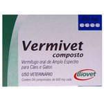 Ficha técnica e caractérísticas do produto Vermífugo Biovet Vermivet Composto 600mg - 4 Comprimidos