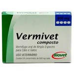 Ficha técnica e caractérísticas do produto Vermivet Composto Vermífugo Cães e Gatos Biovet - 600mg - 4 Comprimidos