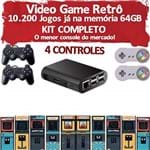 Ficha técnica e caractérísticas do produto Video Game Retrô 10.200 Jogos + 4 Controles + 64GB