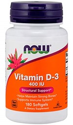 Ficha técnica e caractérísticas do produto Vitamin D-3 400 UI (180 softgels) - Now Sports