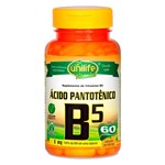 Ficha técnica e caractérísticas do produto Vitamina B5 Ácido Pantotênico 60 Cápsulas Unilife