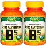 Ficha técnica e caractérísticas do produto Vitamina B5 (Ácido Pantotênico) - 2X 60 Cápsulas - Unilife