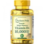Ficha técnica e caractérísticas do produto Vitamina D3 10.000 Iu 200 Softgels Importada Puritans Pride - Puritans Pride