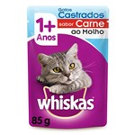 Ficha técnica e caractérísticas do produto Whiskas Sachê Adulto Gatos Castrados Carne - 85g