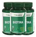Ficha técnica e caractérísticas do produto 3x Vitamina H Biotina 60 Cápsulas 250mg Cabelo e Unhas - Macrophytus
