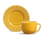 Ficha técnica e caractérísticas do produto Xícara de Chá Plissé Cerâmica 6 Peças Porto Brasil - Amarelo