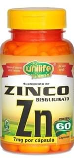 Ficha técnica e caractérísticas do produto Zinco Bisglicinato Quelato Zn - 60 Cápsulas 500Mg (Natural)
